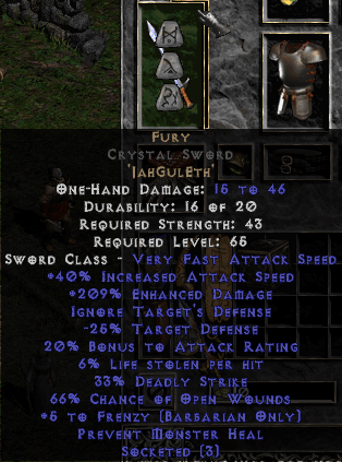 Fury Rune Word in Crystal Sword